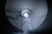 View through a one-meter-long hollow aluminum component manufactured on the AMCM M 4K