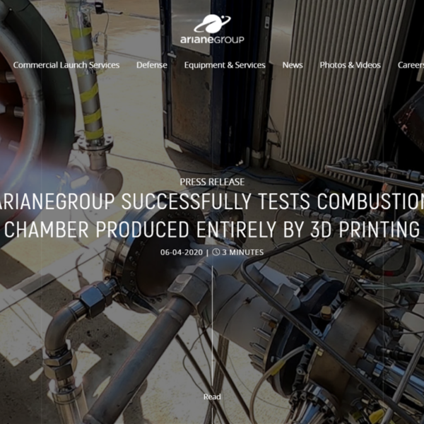 The AMCM M 4K 3D-printed Launcher E-2 combustion chamber on the Launcher test stand at NASA Stennis Space Center