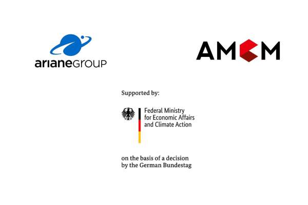 Three logos arianeGroup, AMCM and Federal Ministry for Economic Affairs and Climate Action