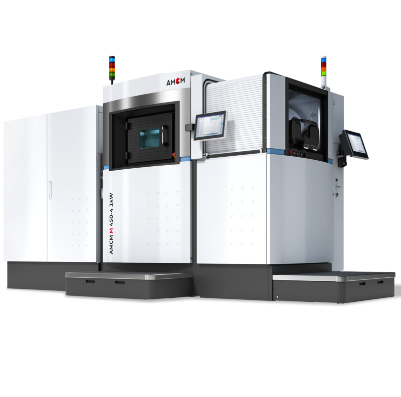 AMCM M 450-4 1kW 3D printing system angeled view