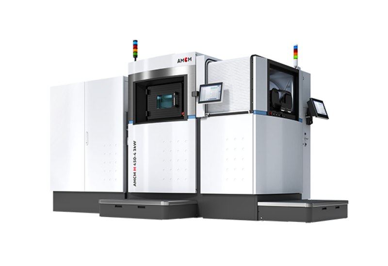 AMCM M 450-4 1kW 3D printing system angeled view