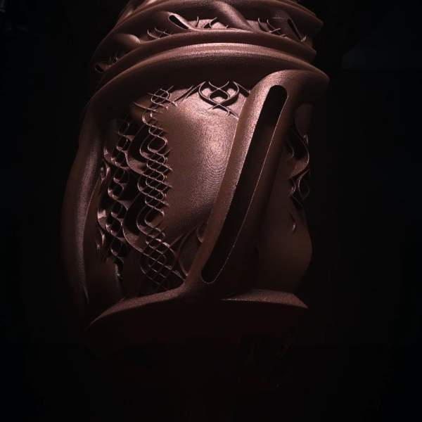 Aerospike nozzle designed by Hyperganic using AI, printed on the AMCM M 4K