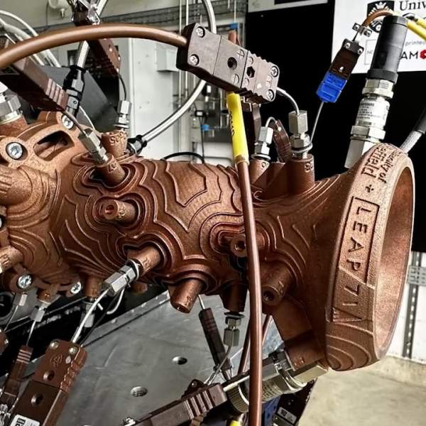fire testing an aerospike nozzle designed by LEAP71 using AI printed on the AMCM M 290-2 1KW