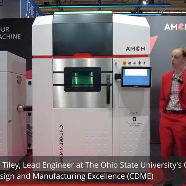 Ohio State University Engineer explaining the AMCM M 290-1 FLX laser system customized for OSU
